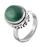 Pure silver green malachite ring for women